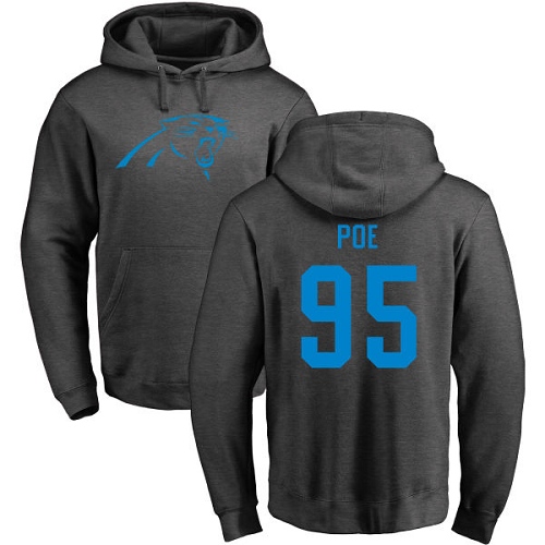 Carolina Panthers Men Ash Dontari Poe One Color NFL Football 95 Pullover Hoodie Sweatshirts